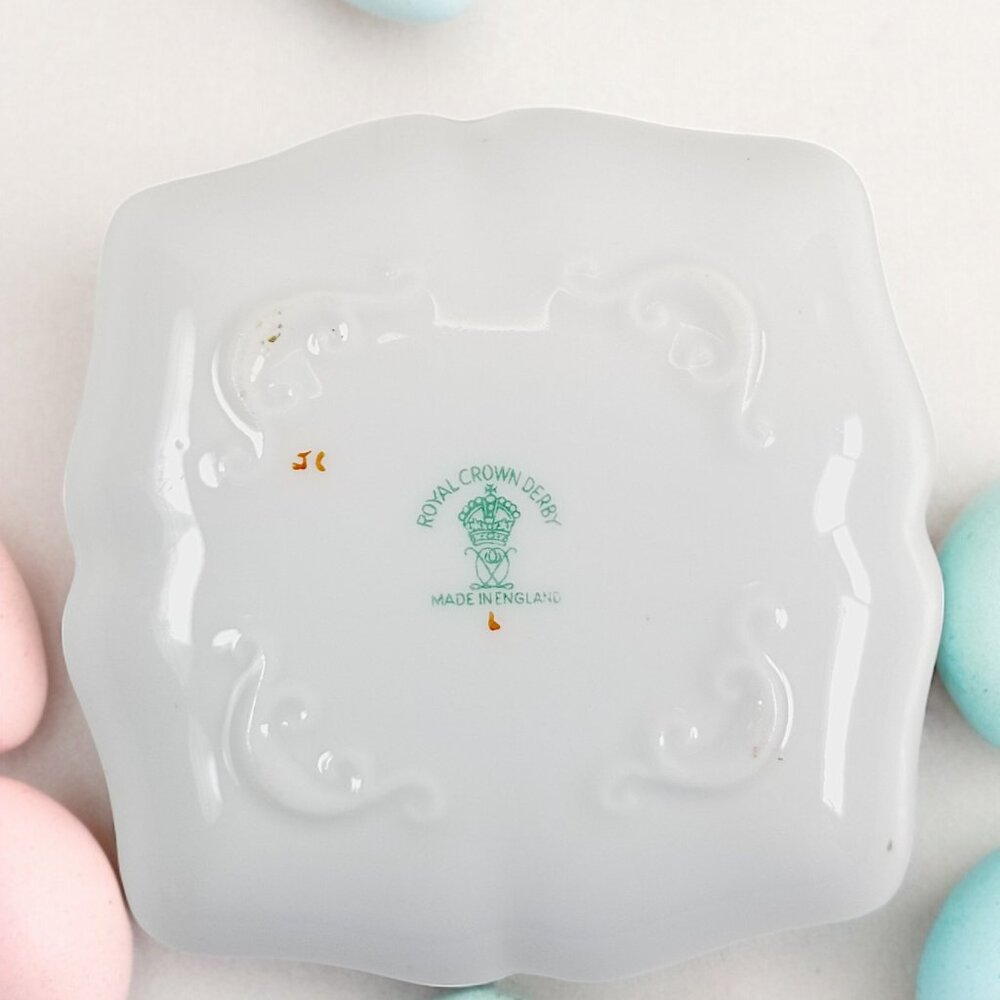 Bone China Rose Ring Dish, Poise Jewel's Gift Caddy Royal Crown Derby England - Picture 6 of 16